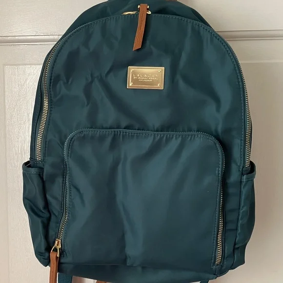 LAUNDRY teal backpack nylon & vegan leather 15 x 12” EUC - Picture 2 of 12